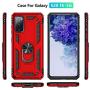 Galaxy S20 FE (6.5 inch) Case, Magnetic Shockproof 360 Degree Rotating Metal Ring Holder for Car Mount with Back Stand Case for Galaxy S20FE (Red)