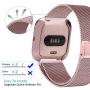 Maxjoy Compatible with Fitbit Versa Bands, Versa 2 Stainless Steel Metal Band Mesh Replacement Bracelet Wristband with Protective Case Compatible with Fitbit Versa 2 1 Watch, Rose Gold