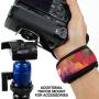 USA GEAR Professional Camera Grip Hand Strap with Geometric Neoprene Design and Metal Plate - Compatible with Canon, Fujifilm, Nikon, Sony and More DSLR, Mirrorless, Point & Shoot Cameras