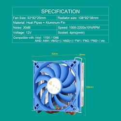 GOLDEN FIELD US001 Heatsink and Fan 36mm Low-Profile CPU Air Cooling Cooler Radiator Ultra Slim for AMD and Intel Sockets