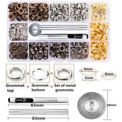 Metal Grommets Kit 3/16 inch Meikeer 400Pcs Metal Eyelets Kits Shoe Eyelets Grommet Sets for Shoes Clothes Crafts Bag DIY Project with Storage Box (4 Colors)