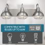 Kira Home Liberty 24'' 3-Light Modern Industrial Vanity/Bathroom, Kitchen Light + Metal Cage Shades, Brushed Nickel Finish