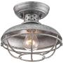 Franklin Park Rustic Farmhouse Outdoor Ceiling Light Fixture Galvanized Steel Open Cage 8 1/2'' Damp Rated for Exterior House Barn Porch Patio Deck - Franklin Iron Works