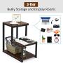 Tangkula 3-Tier Sofa Side Table, Nightstand with Storage Shelf, Sturdy Metal Frame, Ladder-Shaped Chair Side Table, Brown Tabletop Storage Shelf for Living Room or Bedroom (Brown)