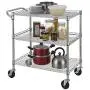Finnhomy 3 Tier Heavy Duty Commercial Grade Utility Cart, Wire Rolling Cart with Handle Bar, Steel Service Cart with Wheels, Utility Shelf Plant Display Shelf Food Storage Trolley, NSF Listed Finnhomy 3 Tier Heavy Duty Commercial Grade Utility Cart, Wire Rolling Cart with Handle Bar, Steel Service Cart with Wheels, Utility Shelf Plant Display Shelf Food Storage Trolley, NSF Listed