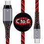 USB C to USB C 6FT Cable, iCrius 60W 3A Light Up Led Fast Charger Cord Compatible with Samsung Galaxy S20+ Ultra/Note 10+, MacBook Air/Pro 13, iPad Pro 2020, Google Pixel 2/3/4 XL, and More (red)