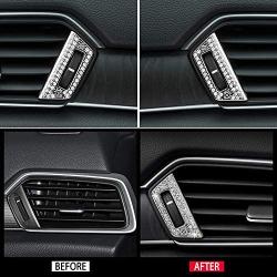 CARFIB Car Interior Bling Accessories for Honda Accord 10th 2019 2020 Dashboard Air Vents Switch Decals Stickers Covers Parts Decoration Trim Men Women Zinc Alloy Crystal Sparkly Cute Silver 2 Pack