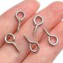 BronaGrand Small Eye Hooks,100pcs 13x7mm Mini Eye Pins Eye Screw Hooks Metal Eyelets Screw Eye Lags for Resin Jewelry Bead Plastic Wood