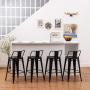TONGLI Metal Bar Stools Set of 4 Counter Height Stools 24 Inchs Counter Stools Black Bar stools with Backs Bar Height Stools Indoor Outdoor Matte Black, Low Back
