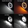 For 90-97 Mazda Miata MX5 MX-5 H6024 Pair Full LED Headlight Lights Halo Angel Eye White DRL Amber Turn Light with High Low Beam