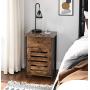 VASAGLE Nightstand, Side Table with Drawer, Shutter Door, End Table with Adjustable Shelf, Metal Frame, Industrial Style, Rustic Brown and Black ULET063B01