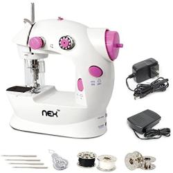 NEX Sewing Machine Mini Size for Little Sewing Projects Double Thread Double Speed with Foot Pedal Light Safety Cover