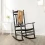 B&Z KD-22B Black Wood Rocking Chairs Adult Patio Carved Vintage Outdoor Indoor