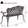 VINGLI 42.5'' Patio Garden Bench Outdoor Metal Rose Loveseat,Cast Iron Cast Aluminium Frame Antique Finish Park Chair,Accented Lawn Front Porch Path Yard Bronze Decor Deck Furniture for 2 Person Seat