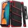 ZIZO Bolt Series for Samsung Galaxy A10e Case | Heavy-Duty Military-Grade Drop Protection w/Kickstand Included Belt Clip Holster Tempered Glass Lanyard (Black/Red)