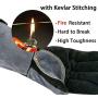 WZQH 16 Inches,932℉,Leather Forge Welding Gloves, with Kevlar Stitching Heat/Fire Resistant,Mitts for BBQ,Oven,Grill,Fireplace,Tig,Mig,Baking,Furnace,Stove,Pot Holder,Animal Handling Glove.Black-Gray