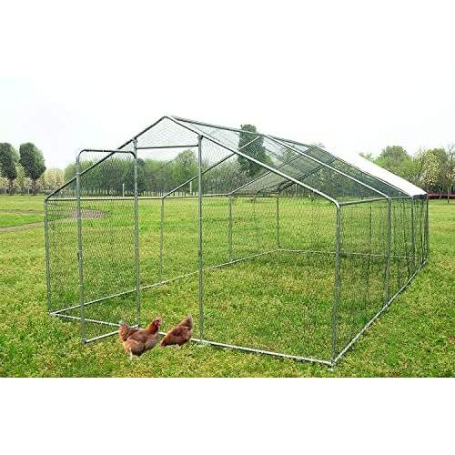 walsport Large Chicken Coop Walk-in Metal Hen Cage with Waterproof Cover, Enclosure Playpen for Backyard Farm Outdoor