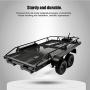 Vikye 1 Set RC Trailer, Metal Hopper Frame Two-Axle 4-Piece Wheel Trailer Assembly Fit for Traxxas TRX4/Axial Scx10, 1/10 Metal Trailer