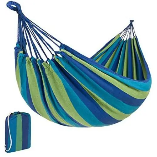 Best Choice Products 2-Person Indoor Outdoor Brazilian-Style Cotton Double Hammock Bed w/Portable Carrying Bag - Blue Best Choice Products 2-Person Indoor Outdoor Brazilian-Style Cotton Double Hammock Bed w/Portable Carrying Bag - Blue