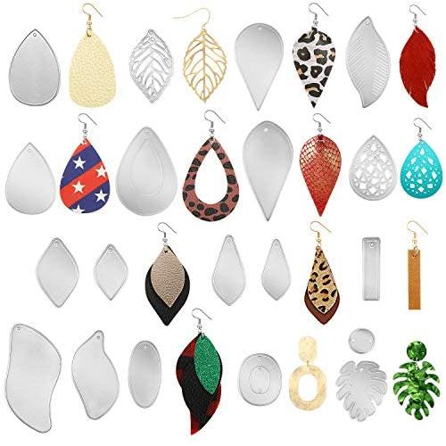 19 Pieces Earring Cutting Dies Leather Teardrop Earrings Die Cuts Leaf Shape Metal Earring Die Cuts for Making Earrings DIY Crafts