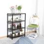 GreenForest Industrial Bookcase 4 Tier Rustic Bookshelf Metal Frame for Home and Office Walnut