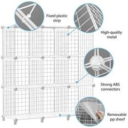 TomCare Cube Storage 9-Cube Metal Wire Cube Organizer Storage Cubes Shelves Shelves Organizer DIY Bookshelf Closet Organizer Cube Shelves Storage Shelves for Bedroom Home Office, White