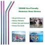 VEHHE Metal Straws Stainless Steel Straws 8 Set Reusable Drinking Rainbow Straws with Cleaning Brush for 20 OZ Tumblers(4 Straight + 4 Bent + 2 Brush)