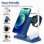 Powlaken Wireless Charger, 4 in 1 Wireless Charging Station Dock for Apple iWatch Series Se 6 5 4 3 2 1, AirPods Pro and Pencil, Charging Stand for iPhone 11, 11 Pro max, Xr, Xs max, X(Blue)