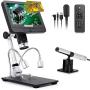 Linkmicro Digital Microscope with Endoscope Image Switchable 7 Inch Screen Two Camera Real Time Sync Play with Metal Adjustable Stand for Material Inspection, Phone Repair and SMT/BGA Soldering Tools