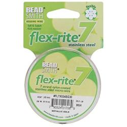 Pearl Silver Flex Rite Beading Stringing Wire .024 Inch 30 Feet Nylon Coated Stainless Steel 7 Strand Tigertail 38.8lb Break Stongest Thickest