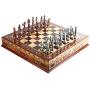 GiftHome Egypt Pharaoh Antique Copper Figures Metal Chess Set for Adults Handmade Pieces and Natural Solid Wooden Chess Board with Pearl Design Around Board and Storage Inside King 3.4inc