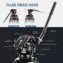 Neewer Professional Heavy Duty Video Tripod 77 inches Aluminum Alloy with 360 Degree Fluid Drag Head, Quick Shoe Plate/Bubble level for Nikon Canon DSLR Cameras Video Camcorders, Load up to 26.5 Pound