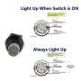 Yakamoz DC12V 16mm 5/8'' Metal Self-Locking Latching Push Button Switch Red Led Power Symbol Car DIY Switch Black