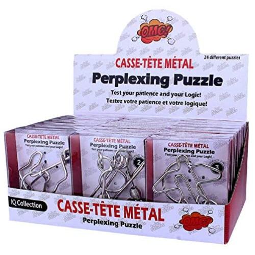 SHUYUE 24Pcs Assorted Metal Brain Teasers Large Metal Wire IQ Puzzles with Paper Box Gift Package Assembly & Disentanglement Great Educational Intelligence Toys for Child and Adult