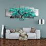 Visual Art Decor XLarge 7 Pieces Canvas Wall Art Teal Green Tree Landscape Black and White Picture Prints Framed and Stretched Painting Wall Decoration for Modern Living Room Office