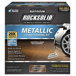 Rust-Oleum 286895 Rock Solid Garage Floor Coating Kit, 70 fl oz, Earth Brown, 70 Fl. Oz