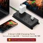 Surge Protector Power Strip, ETL Listed, TROND 7 Widely-Spaced Outlets Expansion with 3 USB Ports, Low-Profile Flat Plug, 1700 Joules, 5ft Extension Cord, Wall Mountable, Black