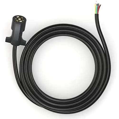 7-Way Trailer Plug Connector Cord 7-Pin: USA Business Extra Long 8 Ft, Heavy Duty, Weatherproof, Corrosion Resistant, Double Prongs, RV 7 Pin Wire Inline Light Trailer Wiring Harness Cable 7-Way Trailer Plug Connector Cord 7-Pin: USA Business Extra Long 8 Ft, Heavy Duty, Weatherproof, Corrosion Resistant, Double Prongs, RV 7 Pin Wire Inline Light Trailer Wiring Harness Cable