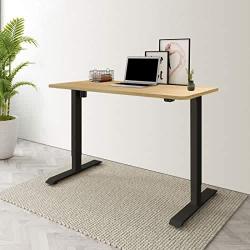 Flexispot Height Adjustable Desk, Electric Sit Stand Desk Home Office Table Standing Desk (42x24 Black+Maple)