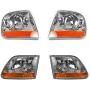 Headlight & Parking Light Left & Right Set Kit for 02-03 F150 Harley Davidson