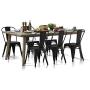 Furmax Metal Dining Chair Indoor-Outdoor Use Stackable Classic Trattoria Chair Chic Dining Bistro Cafe Side Metal Chairs Set of 4 (Black)