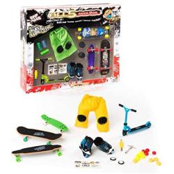 Grip and Tricks - 5Rider Finger Toy Box with 3 Finger Skates 1 Pair of Finger Roller Skates 1 Finger Scooter 14 Extra Mini Fingerboards Wheels and Accessories - 23 Pieces for 6+ Kids