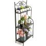 45-Inch Freestanding Scrollwork Design Metal Foldable 3-Tier Plant & Home Décor Display Stand Rack/Book Shelf