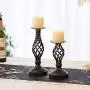 ZZKOKO Decorative Candle Holder Set of 2, Metal Pillar Romantic Candlesticks, Home Decor Candle Stand, 11.1'', 8.1'' High Candle Holders for Fireplace, Living or Dining Room Table, Gifts for Wedding ZZKOKO Decorative Candle Holder Set of 2, Metal Pillar Romantic Candlesticks, Home Decor Candle Stand, 11.1'', 8.1'' High Candle Holders for Fireplace, Living or Dining Room Table, Gifts for Wedding