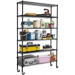 Meet perfect 6-Shelf Adjustable Wire Shelves on Wheels, Heavy Duty 6 Tier Storage Shelving Unit(350lbs Capacity Per Shelf with Feet), Metal Steel Organizer Wire Rack- Black(48L x 18W x 82H w/Casters)