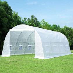 MELLCOM 20 x 10 x 7 Greenhouse Large Gardening Plant Hot House Portable Walking in Tunnel Tent, White