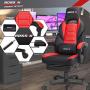 BOSSIN Racing Style Gaming Chair Computer Desk Chair with Footrest and Headrest Ergonomic Design Large Size High-Back E-Sports Chair PU Leather Swivel Game Office Chair Sillas Gaming(Red)