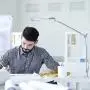 BYB E430 Metal Architect LED Desk Lamp, Swing Arm Task Lamp with Clamp, Eye-Care Drafting Table Lamp, Dimmable Office Light, 4 Lighting Modes, 6 Level Dimmer, Touch Control, Memory Function, Silver