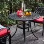 Nuu Garden 36 Inch Patio Table with Umbrella Hole, Outdoor Round Cast Aluminum Bistro Table - Black/Dark Bronze Nuu Garden 36 Inch Patio Table with Umbrella Hole, Outdoor Round Cast Aluminum Bistro Table - Black/Dark Bronze
