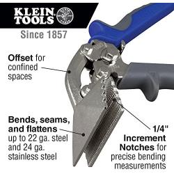 Hand Seamer, Offset Metal Seamer has 3-Inch Jaw, Bends 22 Gauge Steel and 24 Gauge Stainless Klein Tools 86524